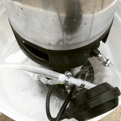 GIF image of a keg being washed using the DIY Keg and Carboy Washer