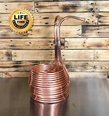A copper wort chiller showing the comparison of copper vs stainless steel wort chillers