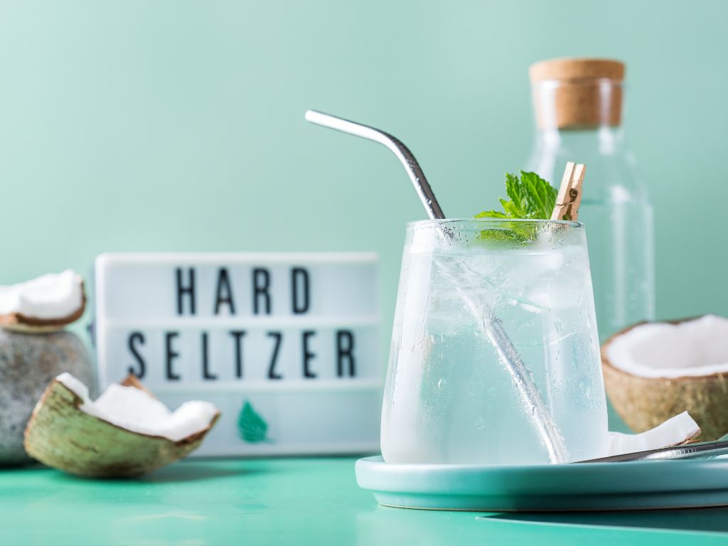 Image of a glass of hard seltzer